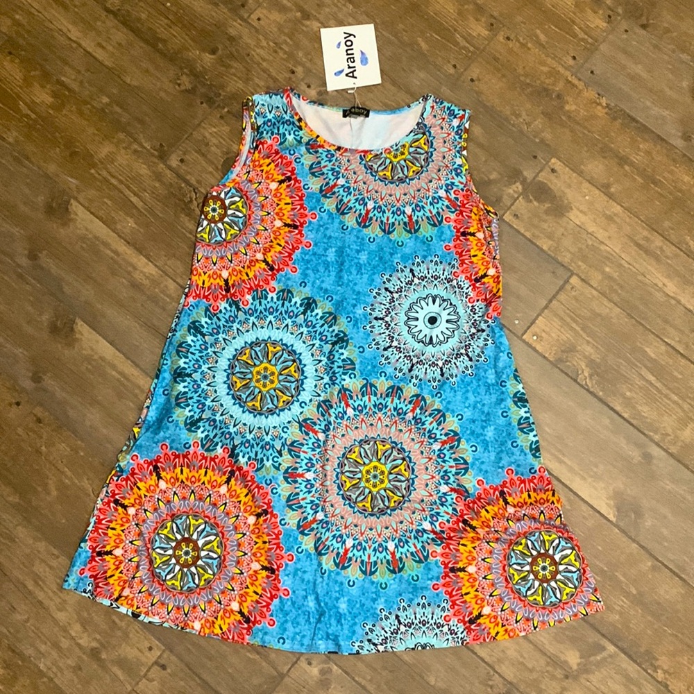 NWT colorful sundress-blue background